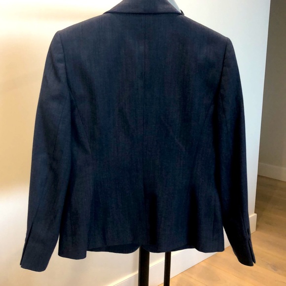 Womens sz 2 fitted denim suit blazer with shoulder pads - Picture 6 of 9
